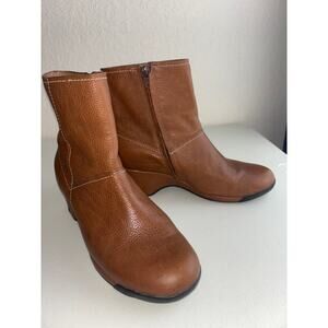Nurture Brown Cognac Leather Grant Ankle Boots Size 7.5